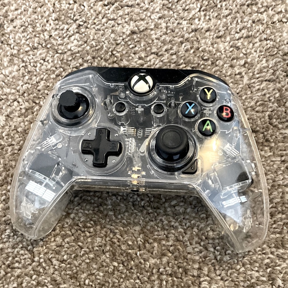Xbox one after glow wired controller, wire not included.